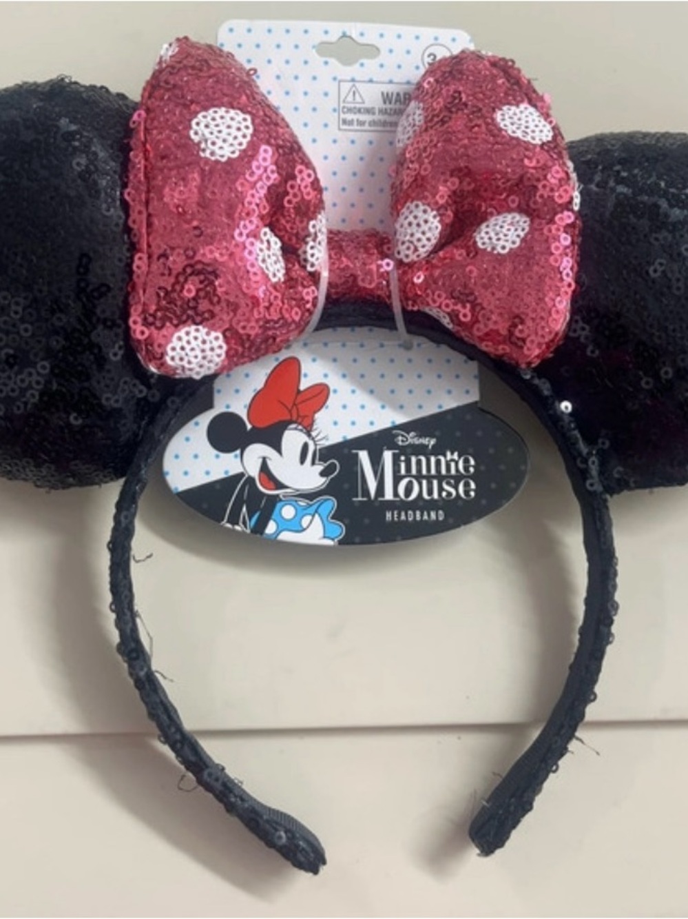 Disney Minnie Mouse Sequin Ear Headband - Black & Pink